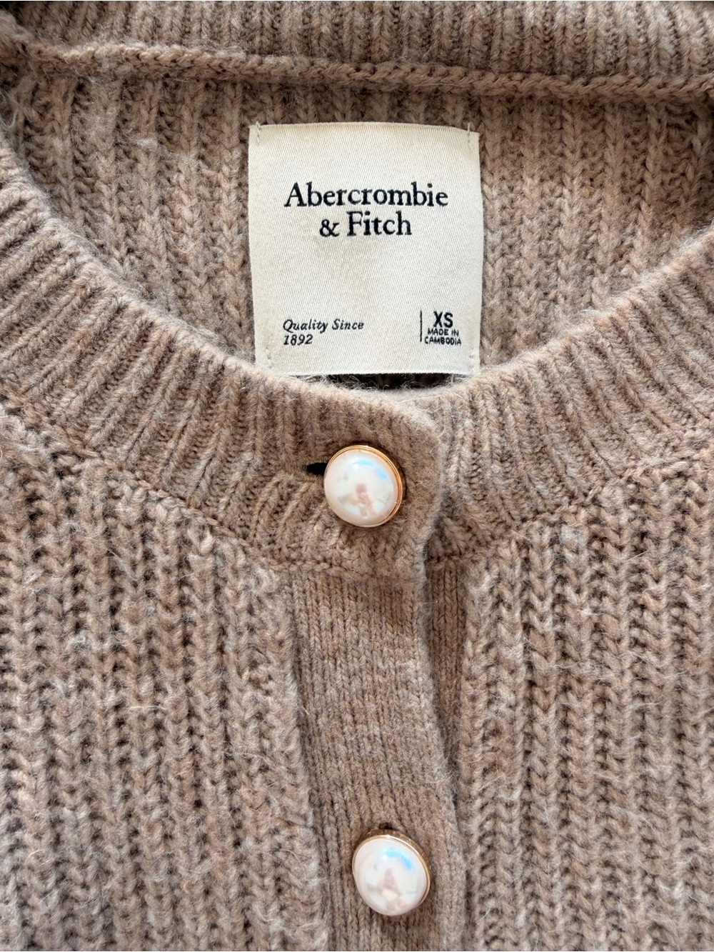A&F Button-Front Sweater Cardigan - Taupe - Picture 4 of 4